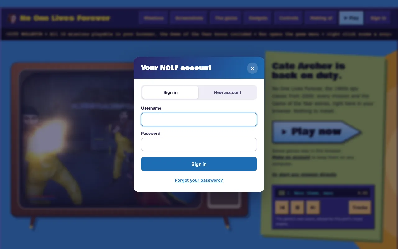 The new sign-in window: white, rounded, a blue header, clear fields and a Forgot your password link